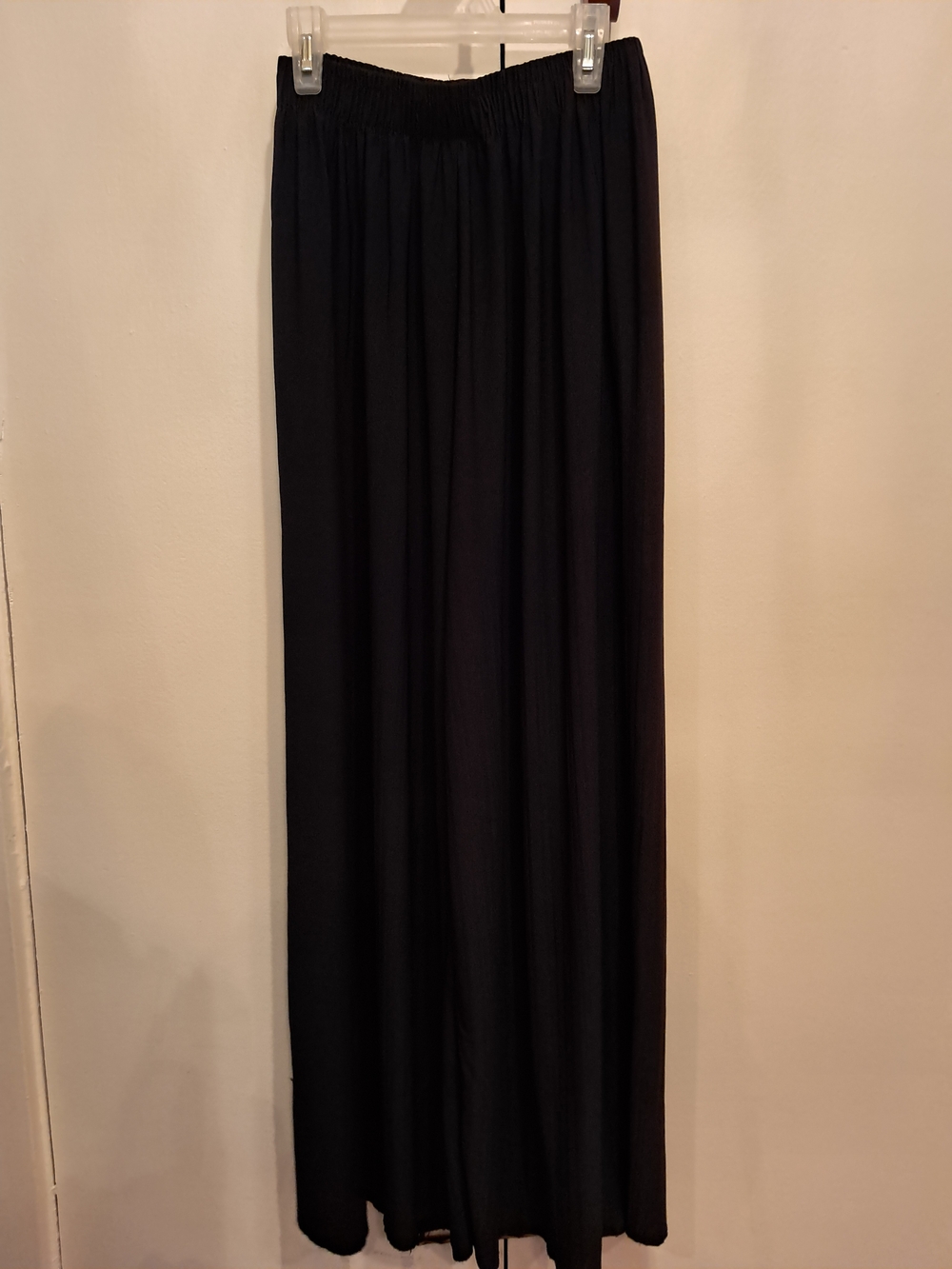 Black Elastic-Waist Palazzo Pants - Women